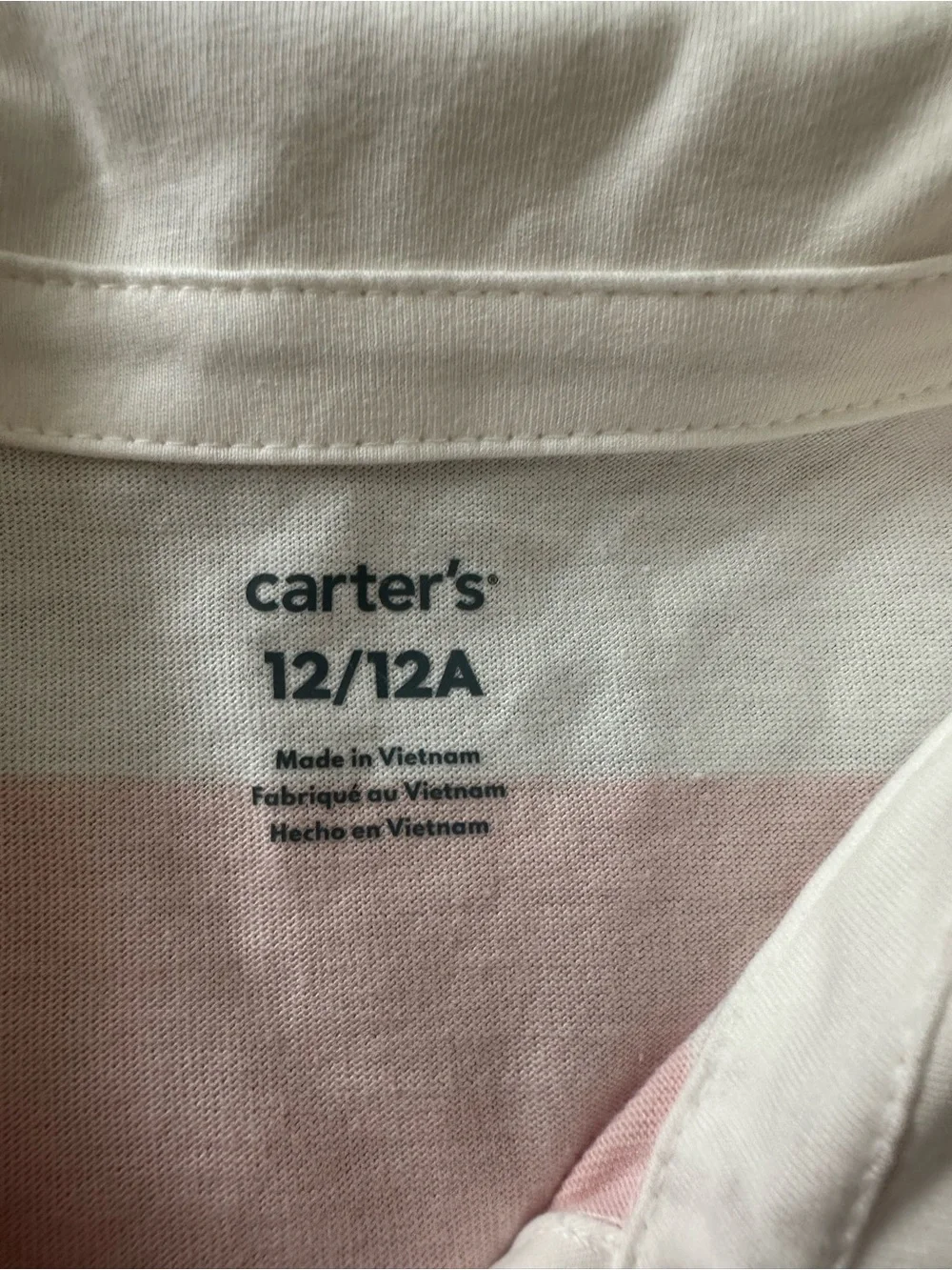 Carter’s Girls Size 12 Pink Striped Polo Dress Teddy Bear Preppy NWT